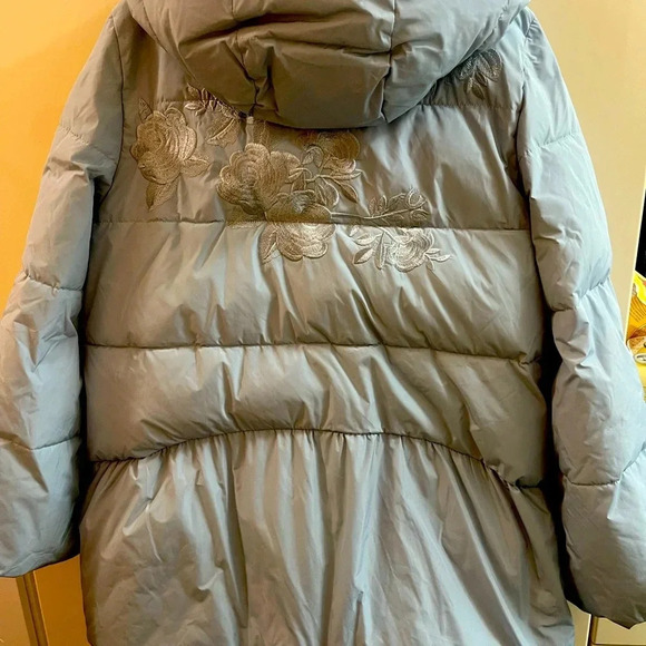 Rufuete Collection Light Blue Puffer Jacket Size M Mid Length - Picture 2 of 11